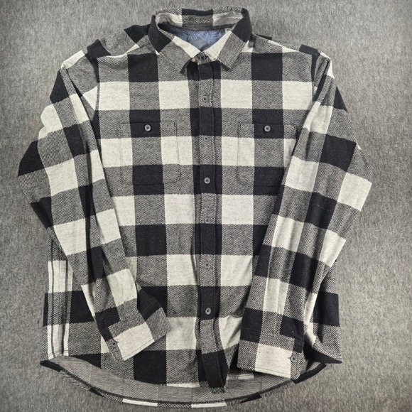Tommy Bahama Other - Tommy Bahama Buffalo Check Flannel Shirt Men XL Gray Black Buffalo Plaid Stretch